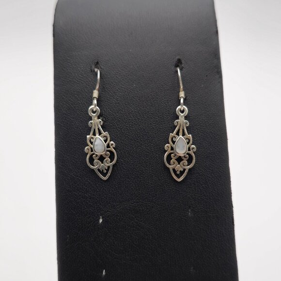 Sterling Silver Fancy Teardrop Shell Rustic Earrings A3804 - Picture 1 of 6